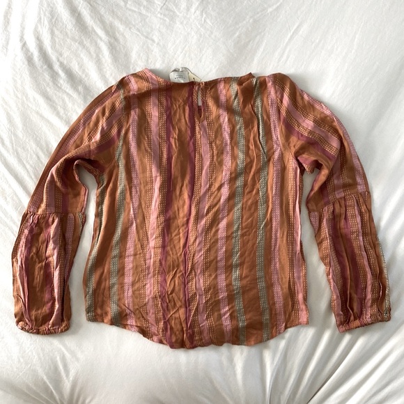 Harper Heritage Francesca’s Collections Striped Tie Front Long Sleeve Top Size M - Picture 3 of 10